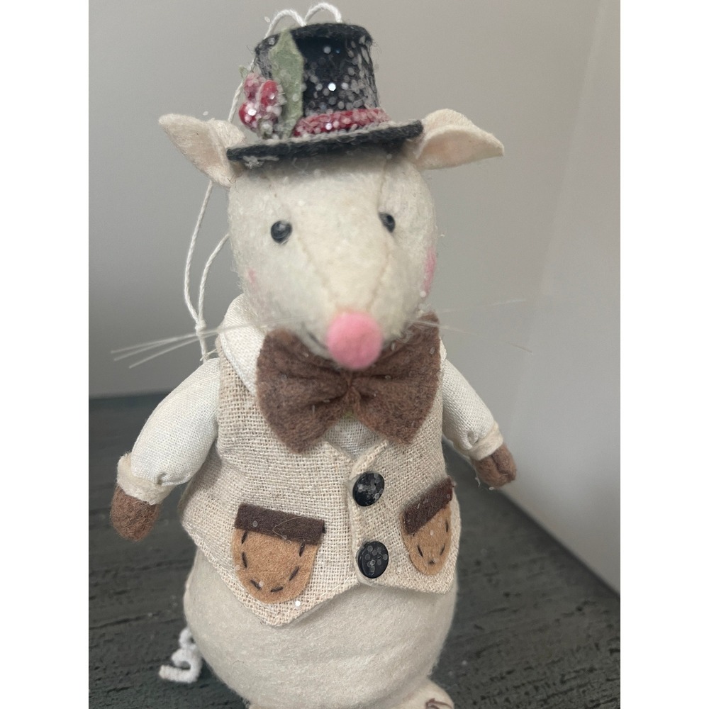 Felt Mouse in a Bowtie Tophat and Vest